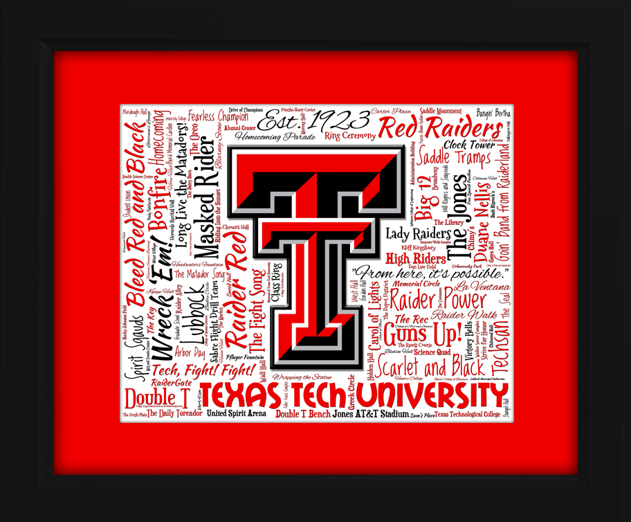 Texas Tech University Red Raiders Gift Ideas For Graduation Birthdays College Presents Unique Gifts Art