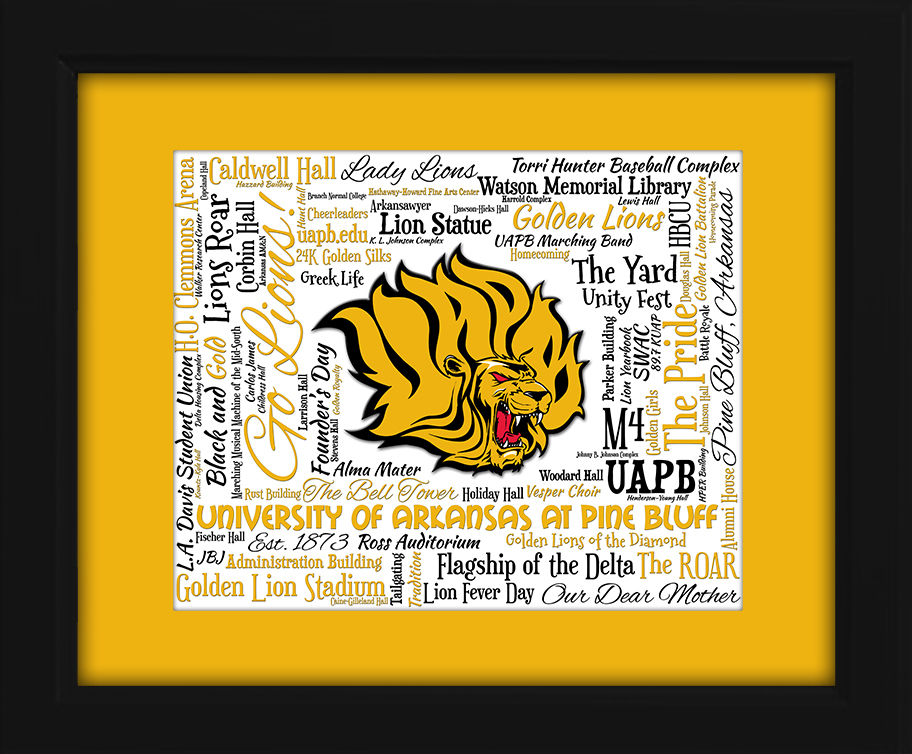University of Arkansas at Pine Bluff UAPB Golden Lions Gift Ideas For  Graduation Birthdays Christmas College Presents Unique Gifts Art