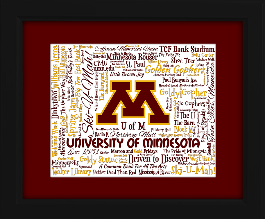 University Of Minnesotat Golden Gophers Gift Ideas For Graduation Birthdays Christmas College Presents Unique Gifts Art U Of M